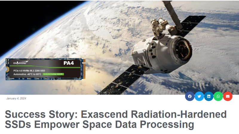 Success Story: Exascend Radiation-Hardened SSDs Empower Space Data Processing